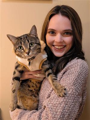 Mrs. Abigail with her cat Luna